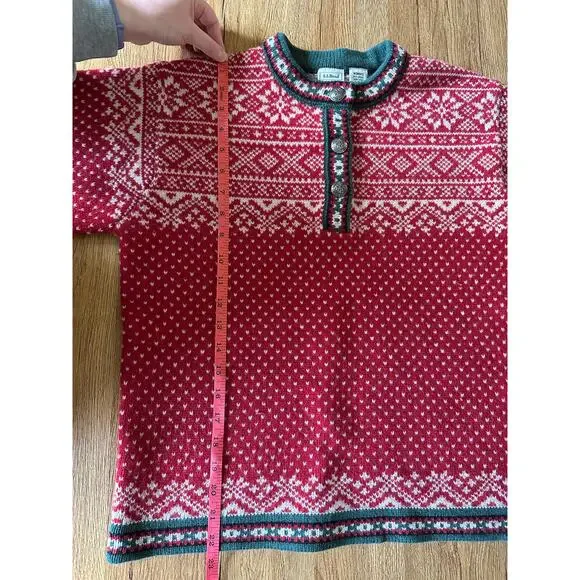 L.L. Bean Women's Vtg Merino Lambswool Snowflake Sweater Size Small - Picture 6 of 7